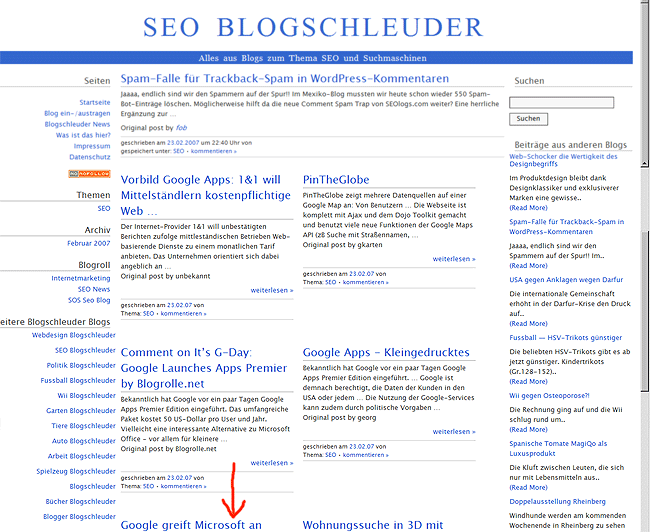 SEO Blogschleuder: Google greift Microsoft an