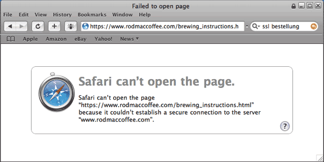 Safari-Fehlermeldung 3