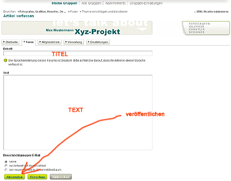 XING : Schritt 5 : Artikel schreiben und veröffentlichen