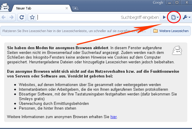 Google Chrome im anonymen Modus nutzen